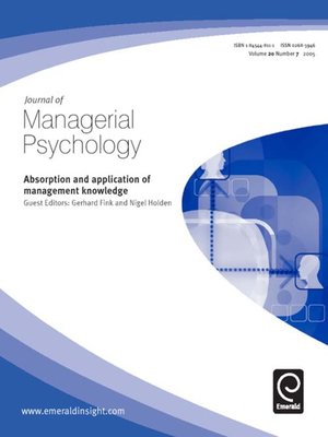 cover image of Journal of Managerial Psychology, Volume 20, Issue 7
